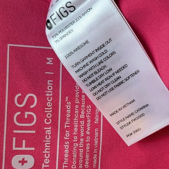 Figs Catarina Scrubs Top Shocking Pink Medium Shirt - Picture 4 of 7